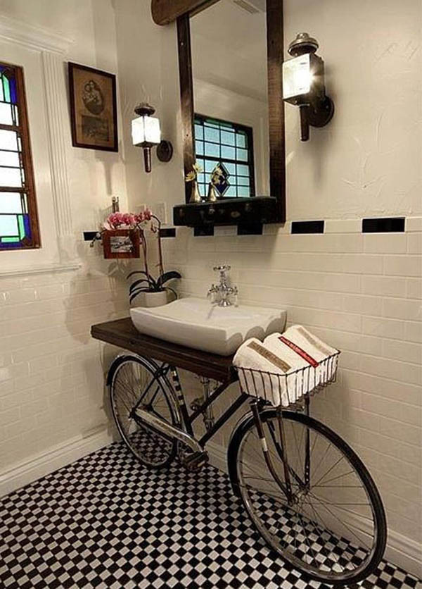 bike-used-as-bathroom-counter-table