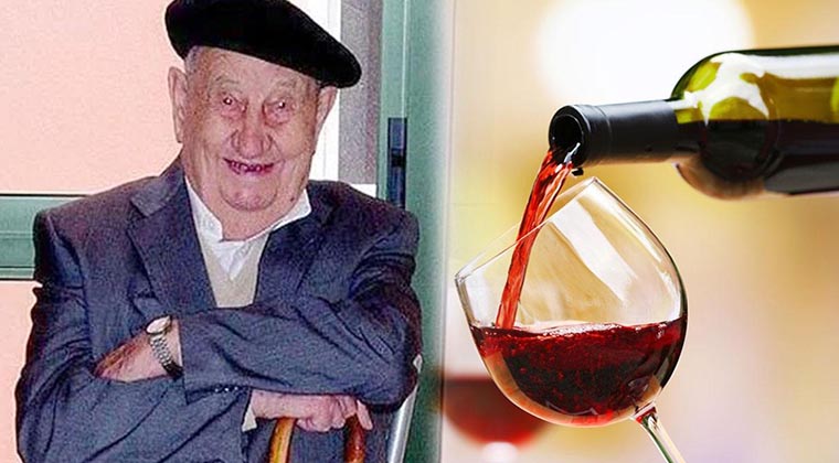Homem de 107 anos afirma que o segredo para uma vida longa é 4 garrafas de vinho tinto por dia!