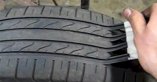 É assim que os burlões fazem para que um pneu velho tenha a aparência de um novo!​ Tem cuidado com isto!