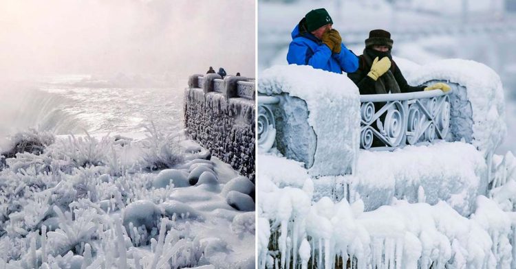 Vaga de frio na América do Norte deixa Cataratas do Niágara parcialmente congeladas, imagens espectaculares