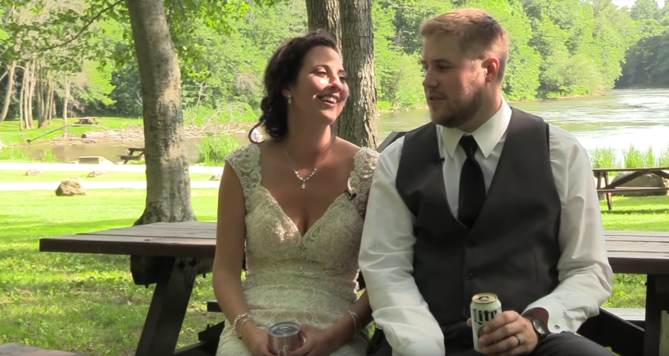 Casal de noivos faz vídeo romântico que podia ter sido trágico