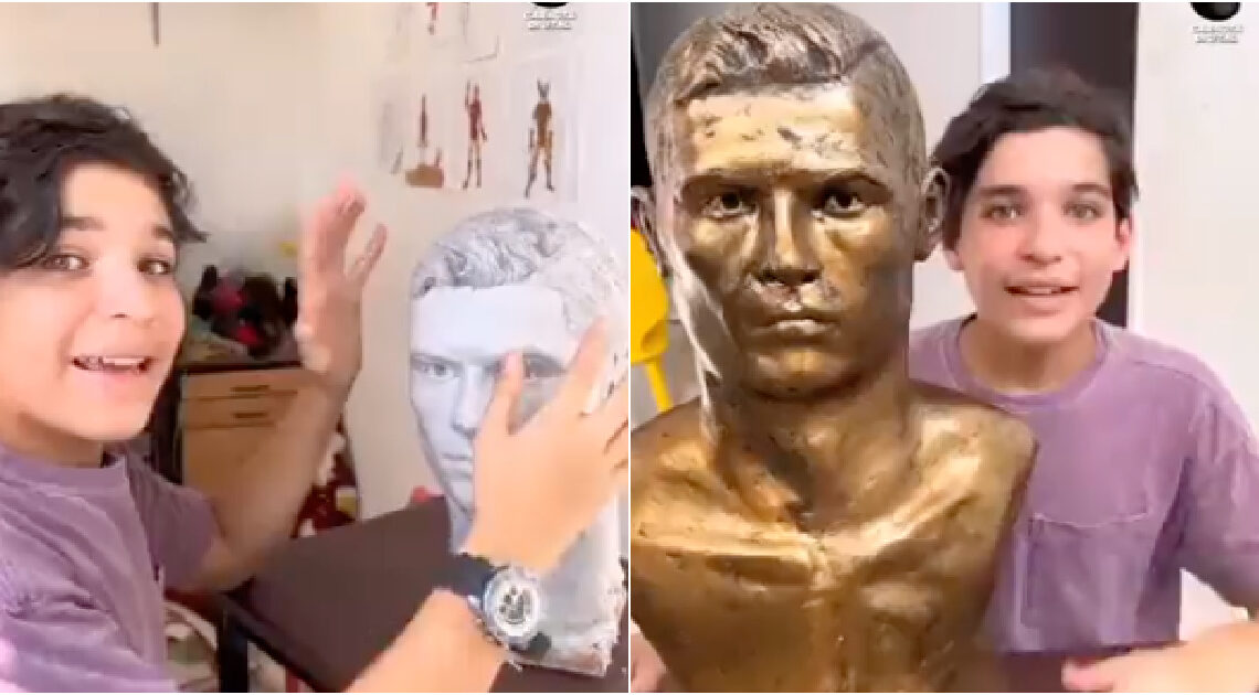 Menino escultor de 13 anos criou um busto de Cristiano Ronaldo. O resultado é incrível!