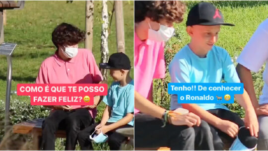 Menino com tumor no cérebro tinha o sonho de conhecer Cristiano Ronaldo e concretizou-o com ajuda de Lucas…